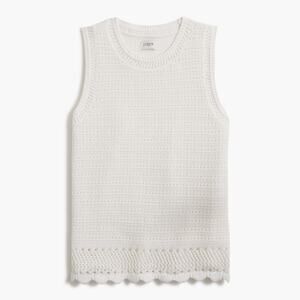 NWT J.Crew Factory Crochet Sweater-Tank Scalloped Hem Ivory Size Small